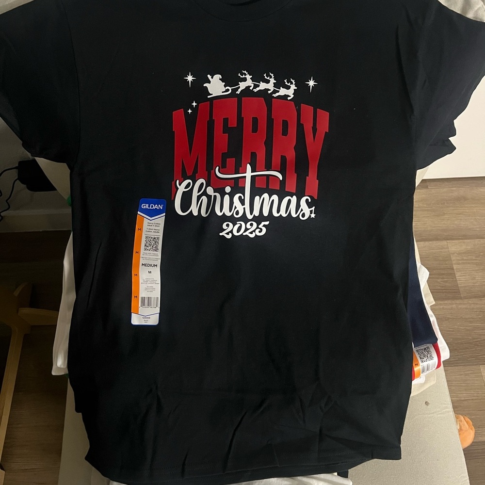 Gildan Black Merry Christmas 2025 T-Shirt Medium